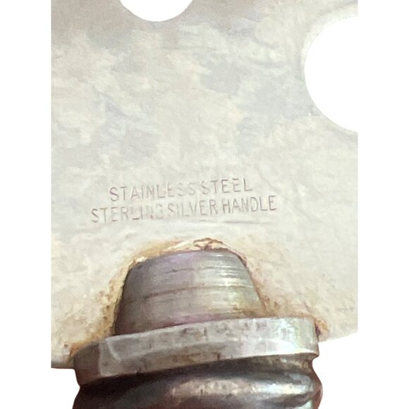 Vintage Sterling Silver Handle Pie Server Stainless Steel Blade 9.5" Openwork - Picture 5 of 6